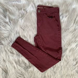 American Eagle hi-rise burgundy jeggings